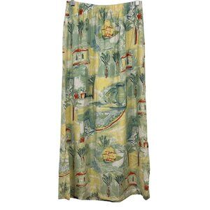 Hot Cotton Marc Ware Midi Skirt Tropical Medium Slit Tencel Cruise Vacation EUC